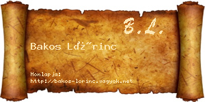 Bakos Lőrinc névjegykártya